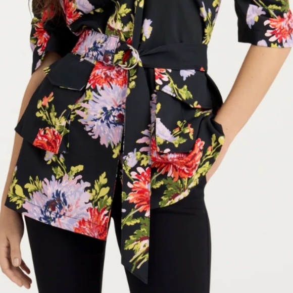 Cinq à Sept Katie Floral Wrap Off the Shoulder Chrysanthemum Jacket Blazer NEW - Picture 8 of 16
